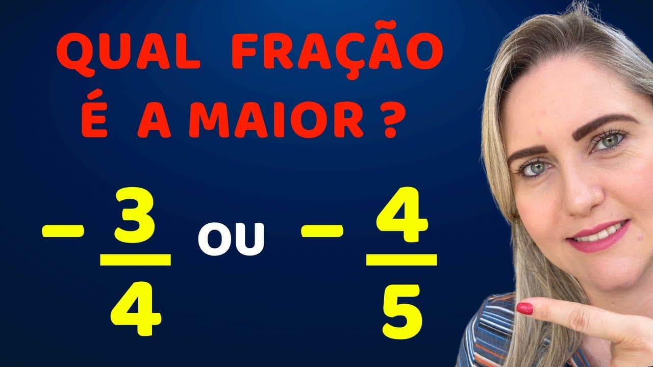 Thumbnail: 😱COMPARANDO FRAÇÕES NEGATIVAS!!! Matemática básica todo dia.📚🚀