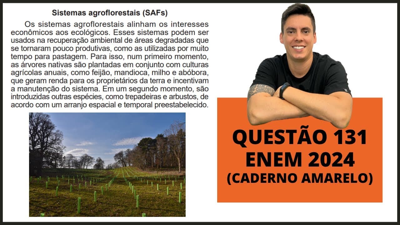 Thumbnail: BIOLOGIA ENEM 2024! "Os sistemas agroflorestais alinham os interesses econômicos aos ecológicos..."