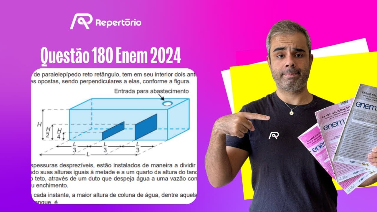 Thumbnail: [ENEM 2024] Questão 180: Um tanque em paralelepípedo...