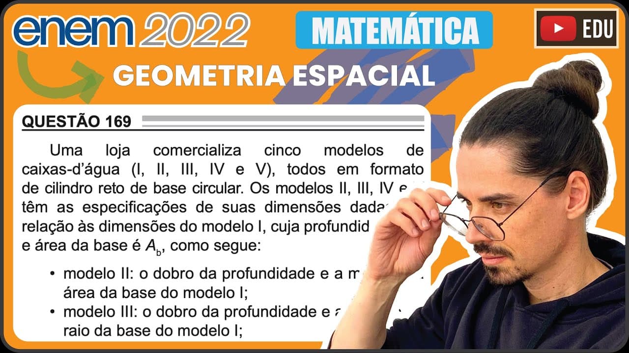 Thumbnail: [ENEM 2022] 169 📘 GEOMETRIA ESPACIAL Uma loja comercializa cinco modelos de caixas-d’água (I, II,