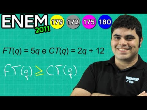 Thumbnail da aula: ENEM 2011 Matemática #45 - Inequação do Primeiro Grau