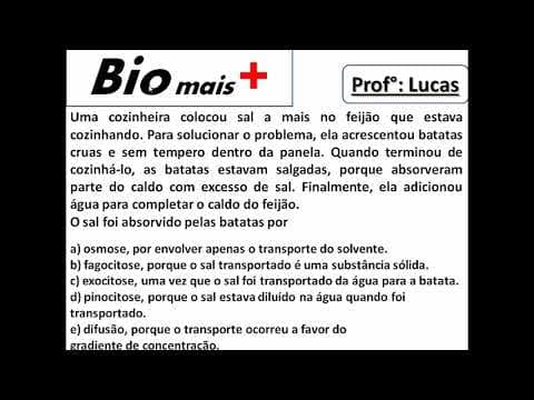 Thumbnail da aula: Uma cozinheira colocou sal a mais no feijão... Enem 2019 Biologia