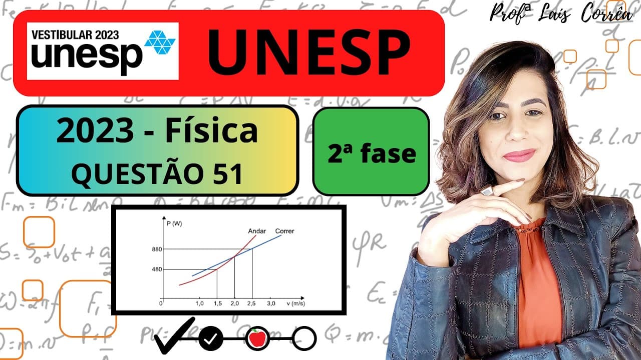 Thumbnail: 🟢 FÍSICA / UNESP 2023 / QUESTÃO 51 / 2ª  FASE / A diferença entre andar e correr é que, quando...