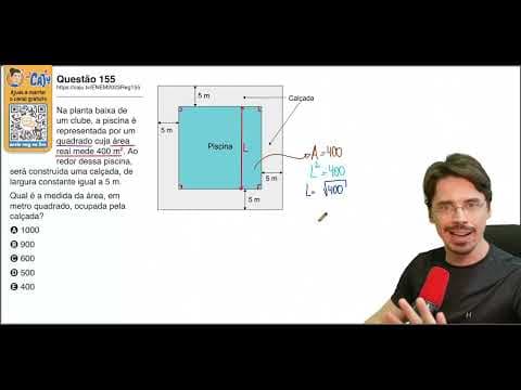 Thumbnail da aula: [ENEM 2023] 155 📘 GEOMETRIA PLANA Na planta baixa de um clube, a piscina é representada por um