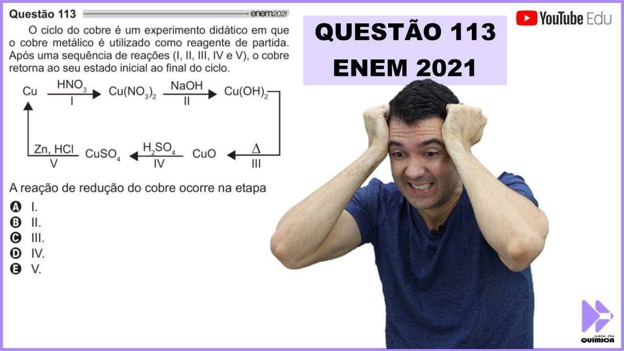Thumbnail: QUÍMICA ENEM 2021! "O ciclo do cobre é um experimento didático em que o cobre metálico..."