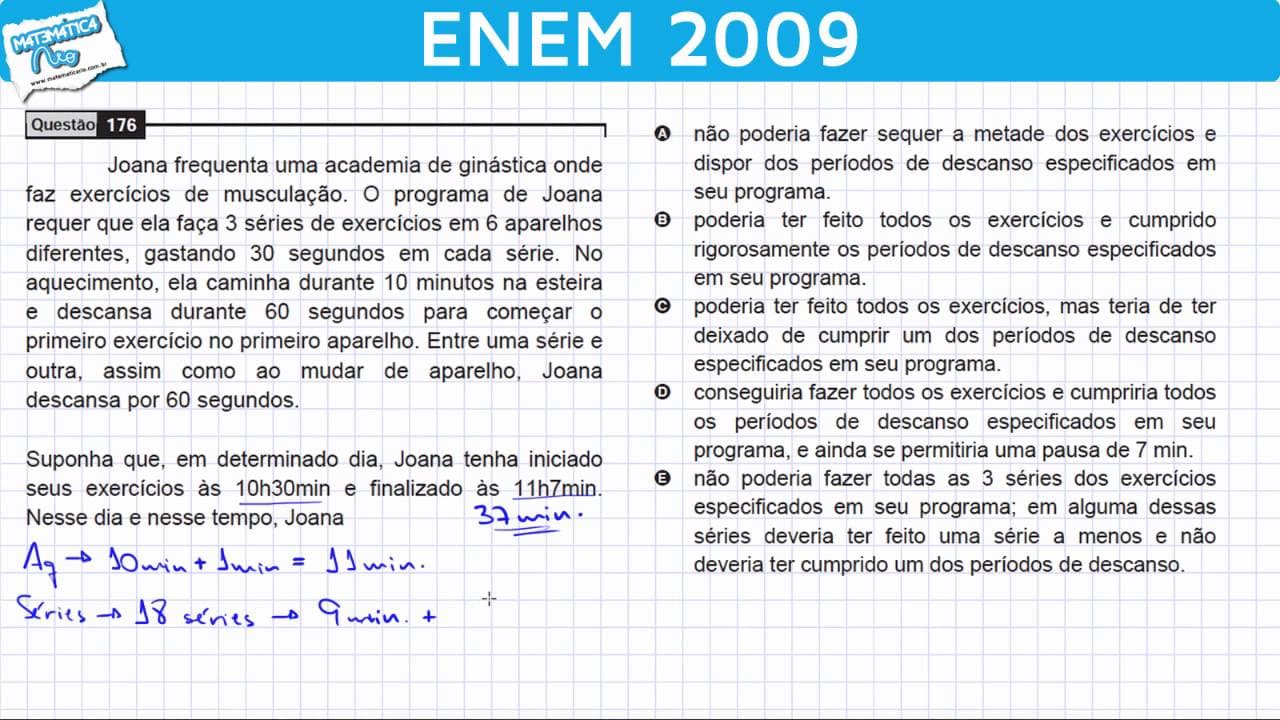 Thumbnail: ENEM 2009 Matemática #41 - Raciocínio Lógico Dedutivo numa Academia