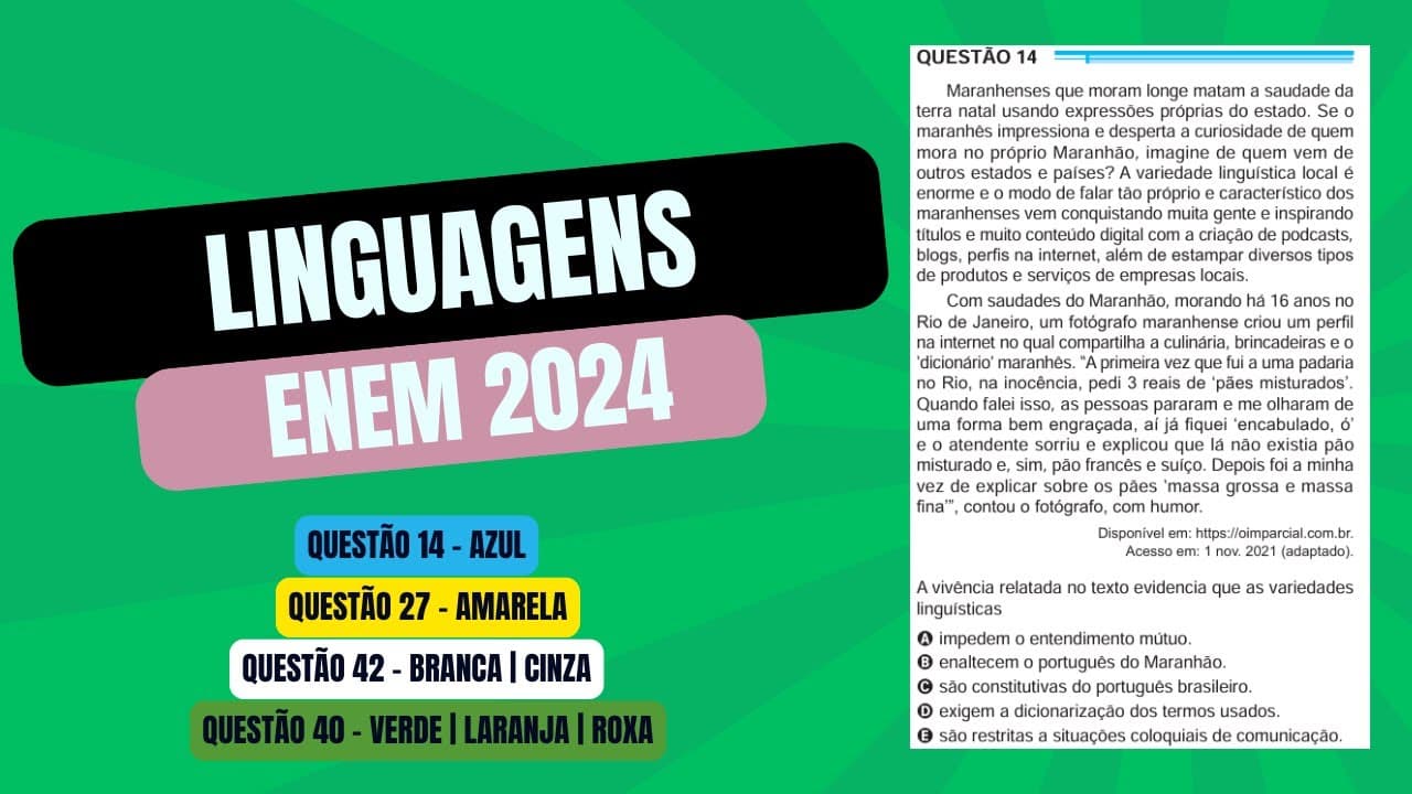 Thumbnail: Resolução questão 14 (PROVA AZUL) | Linguagens ENEM 2024