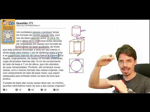 Thumbnail da aula: [ENEM 2025] 171 📘 GEOMETRIA ESPACIAL Um confeiteiro passou a produzir tortas em formato de cilindro