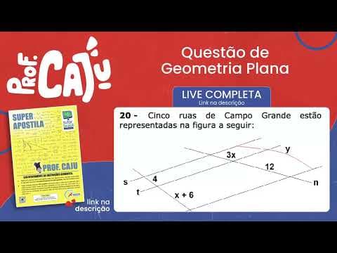 Thumbnail da aula: [UEMS 2022] 20 📘 Geometria Plana Cinco ruas de Campo Grande estão representadas na figura a seguir