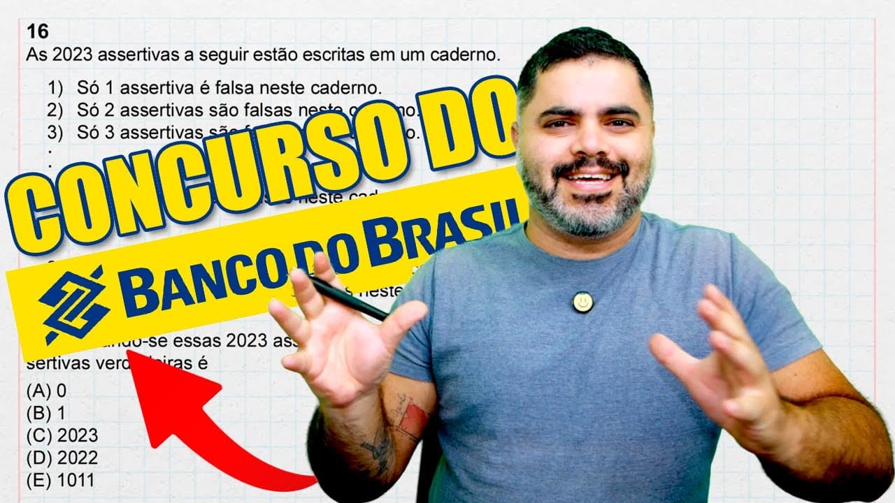 Thumbnail: 🤯 RACIOCÍNIO LÓGICO Bugante no CONCURSO PÚBLICO DO BANCO DO BRASIL | Você consegue resolver?