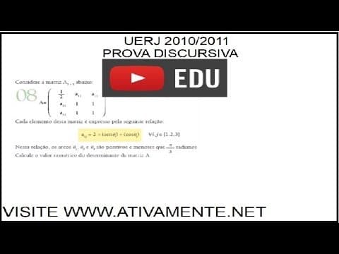 Thumbnail da aula: Questão 8 da  UERJ 2010/2011   prova discursiva matriz