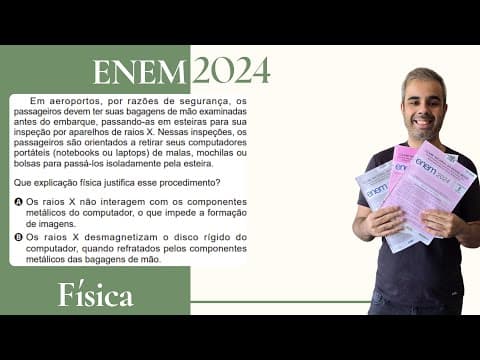 Thumbnail da aula: ENEM 2024 - Em aeroportos por razões de segurança os passageiros devem ter suas bagagens de mão