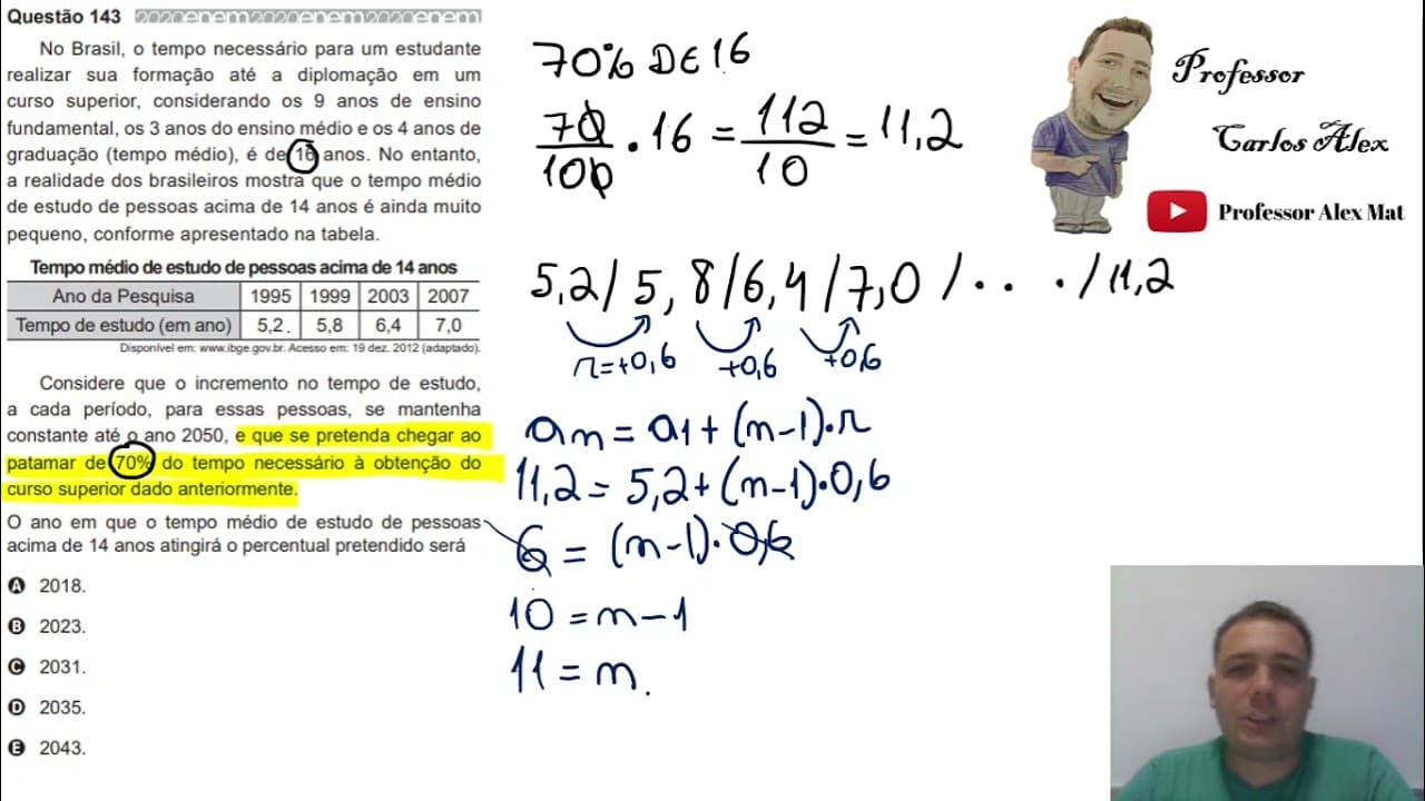 Thumbnail: (ENEM 2020) No Brasil, o tempo necessário para um estudante realizar sua formação até a diplomação