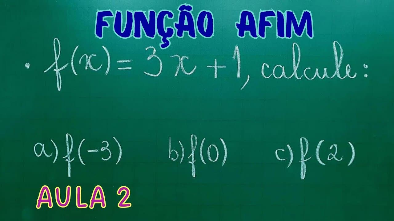 Thumbnail: VALOR NUMÉRICO DE UMA FUNÇÃO AFIM - FUNÇÃO DO 1º GRAU - AULA 2 - Professora Angela Matemática