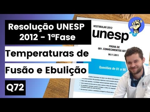 Thumbnail da aula: ✏️UNESP 2012 | Os compostos orgânicos possuem interações fracas e tendem a apresentar temperaturas