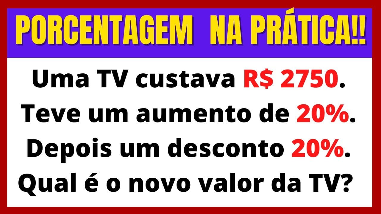 Thumbnail: PORCENTAGEM FÁCIL !! Com Exercícios PARA CASA.
