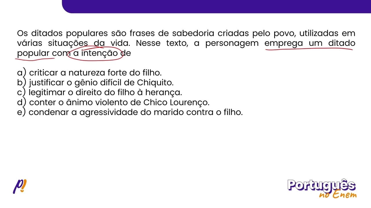 Thumbnail: ENEM 2020 - ESTUDOS DO SENTIDO | Chiquito tinha quase trinta quando conheceu Mariana num baile...