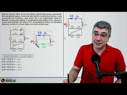 Thumbnail da aula: (Espcex (Aman) 2023) O circuito elétrico desenhado abaixo representa: dois geradores iguais e cada