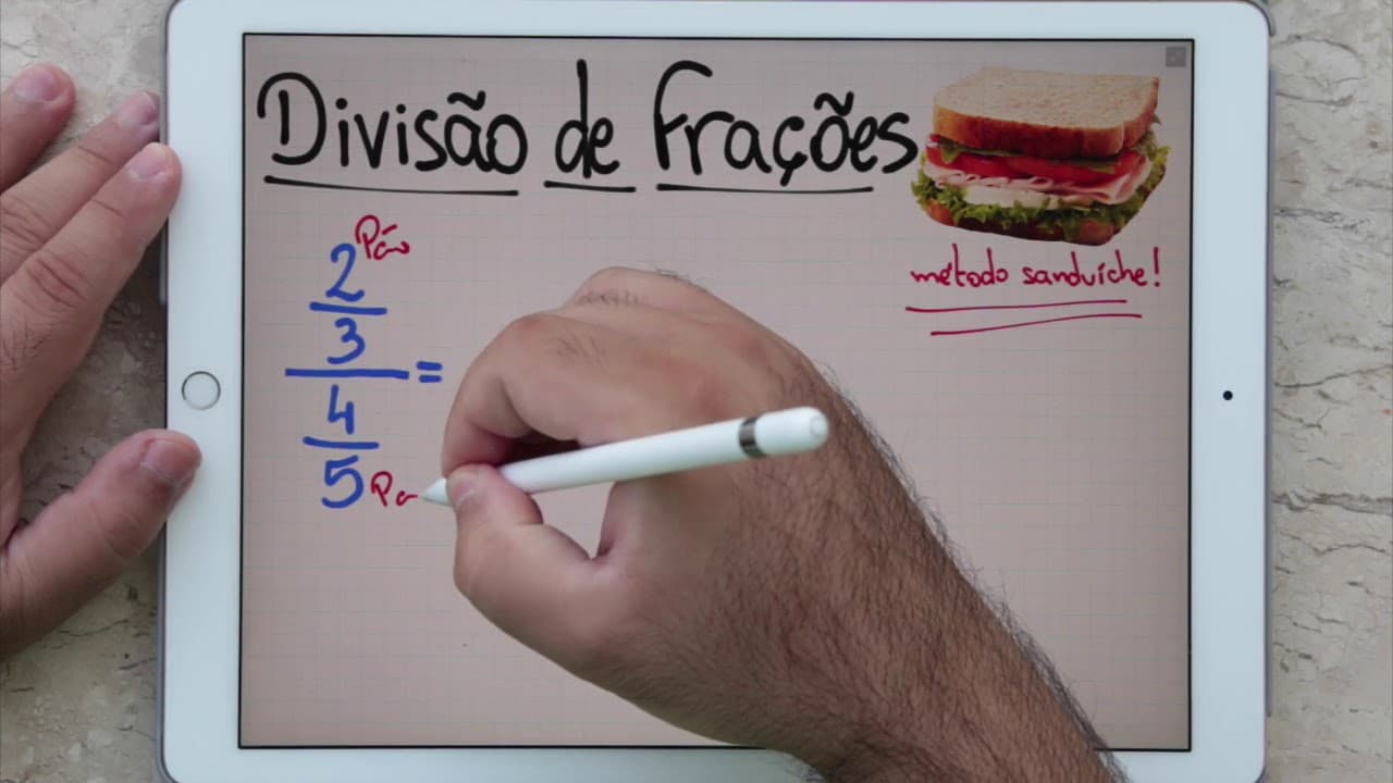 Thumbnail: ⏱ TRUQUE DA DIVISÃO DE FRAÇÕES pelo Método Sanduíche 👉🏻 Minuto Matemática