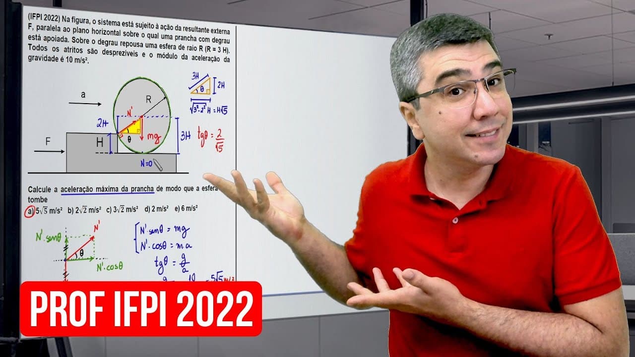 Thumbnail: Concurso Professor IFPI 2022 | Calcule a aceleração máxima da prancha
