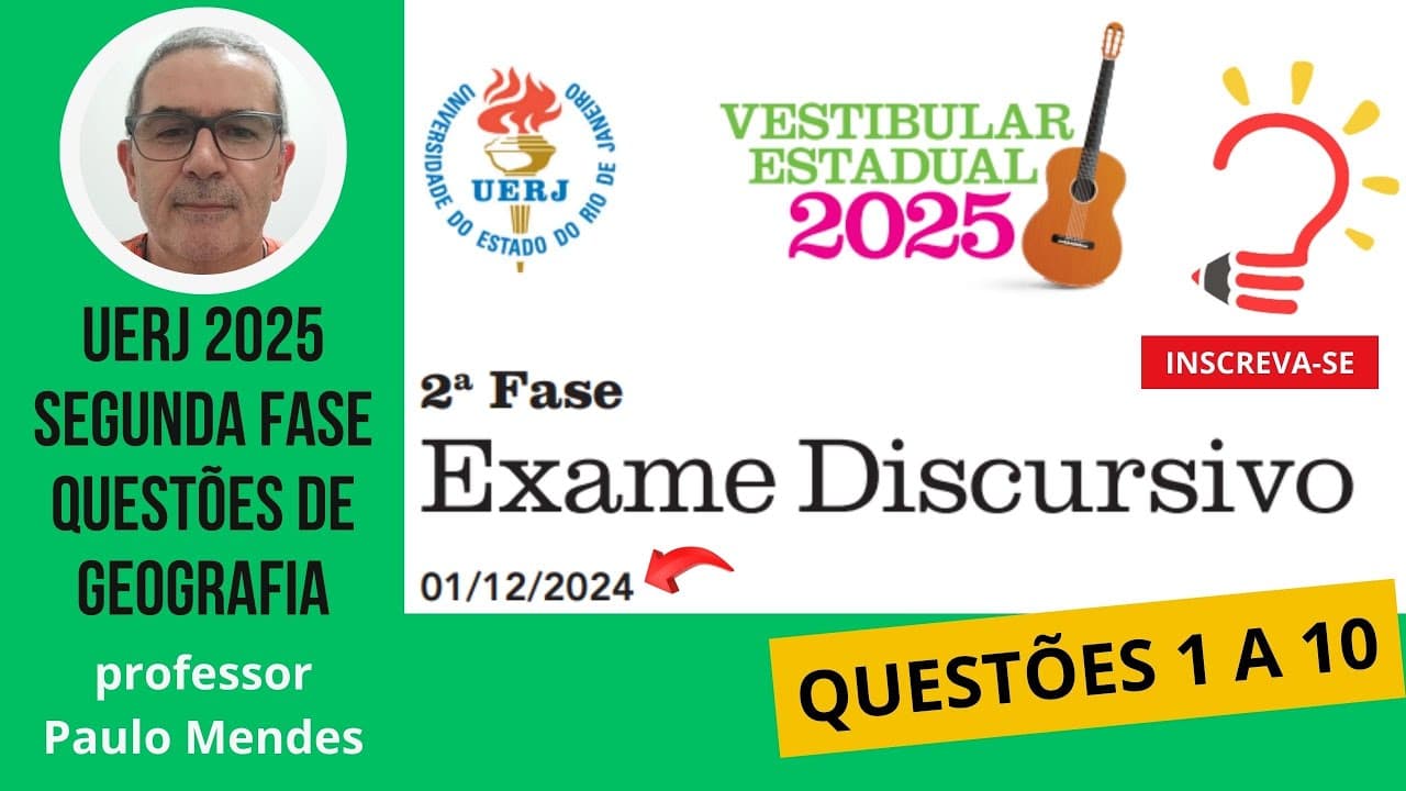 Thumbnail: Correção UERJ 2025 - Exame Discursivo - Geografia