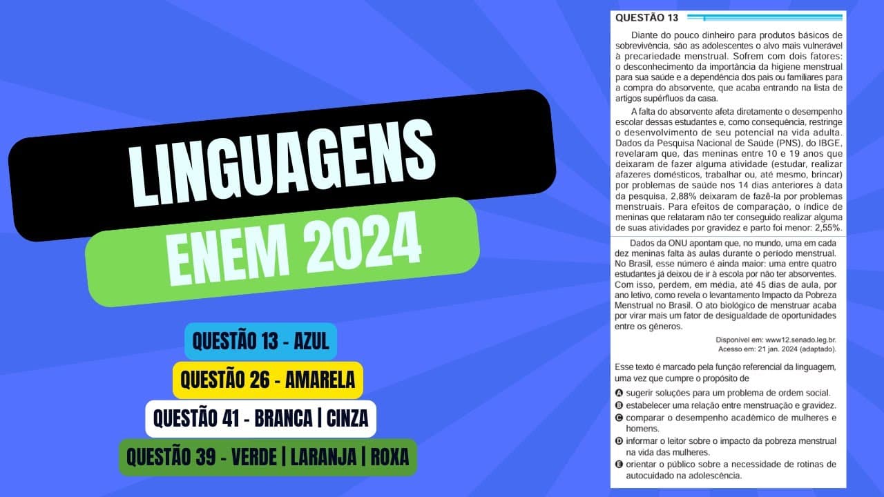 Thumbnail: Resolução questão 13 (PROVA AZUL) | Linguagens ENEM 2024