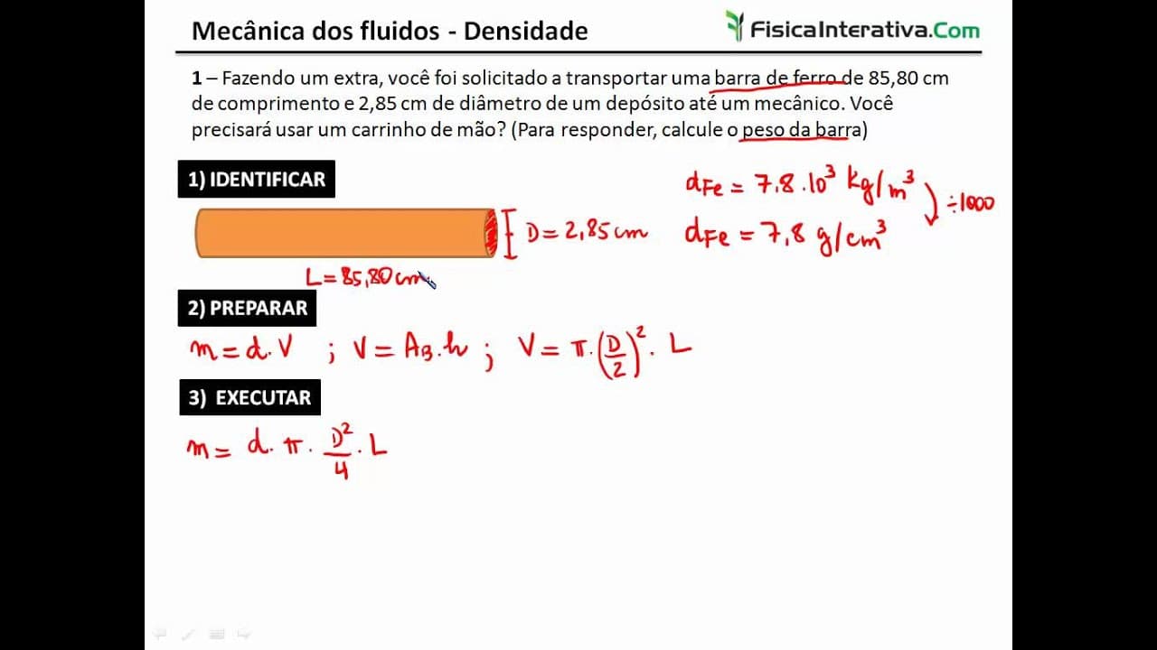 Thumbnail: Exercício resolvido - Introdução a hidrostática - Densidade
