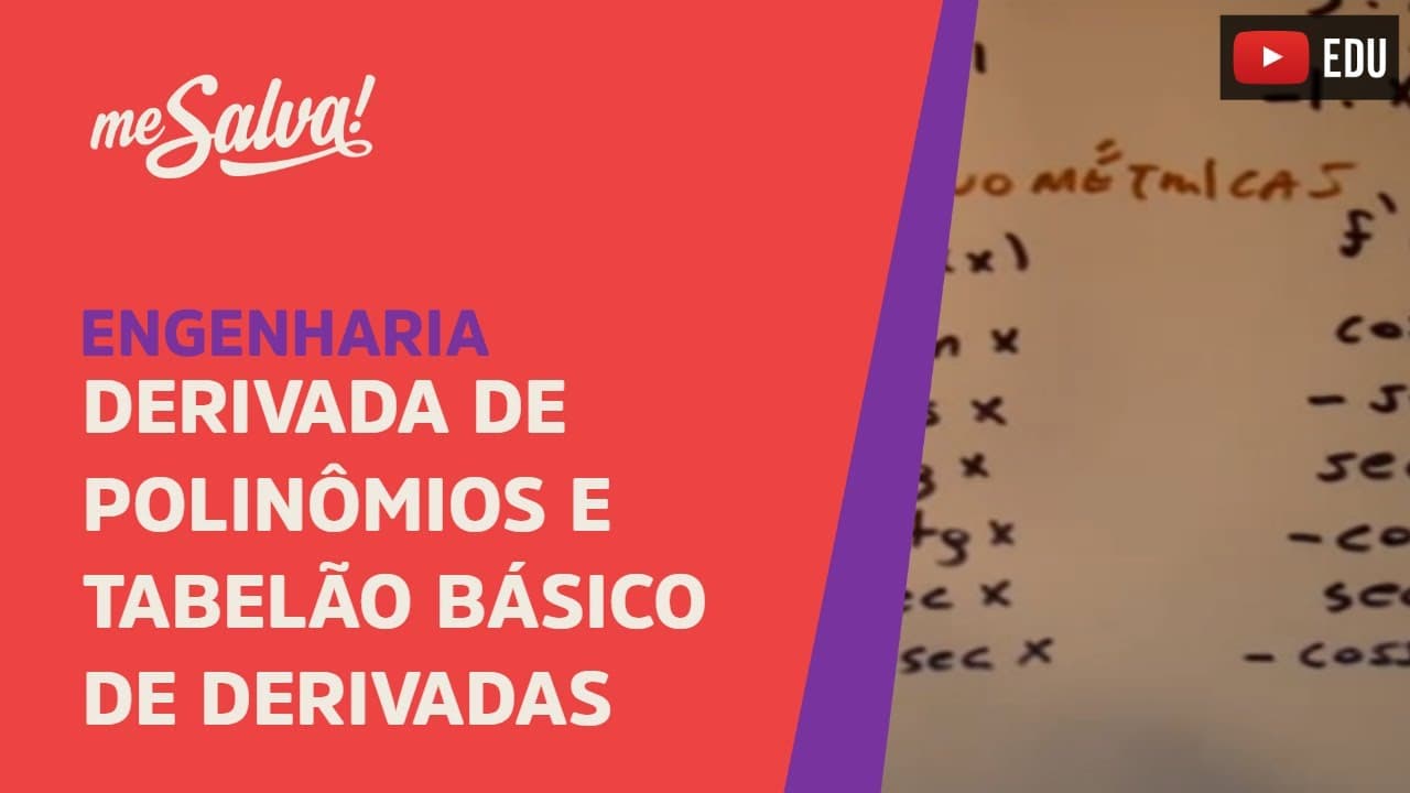 Thumbnail: Me Salva! Cálculo - Derivada de polinômios e tabelão básico de derivadas