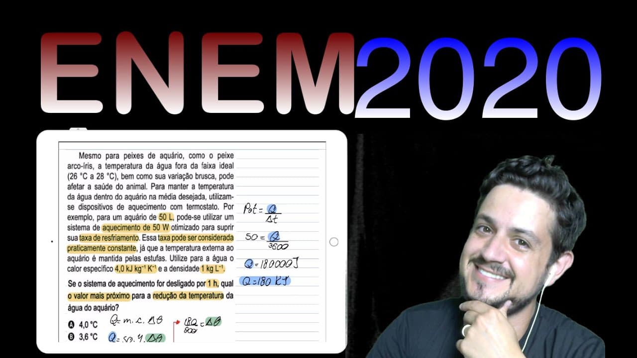 Thumbnail: ENEM 2020 Mesmo para peixes de aquário, como o peixe arco-íris, a temperatura da água...