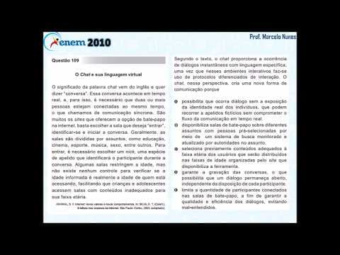 Thumbnail da aula: Enem 2010: compreensão de textos (chat).