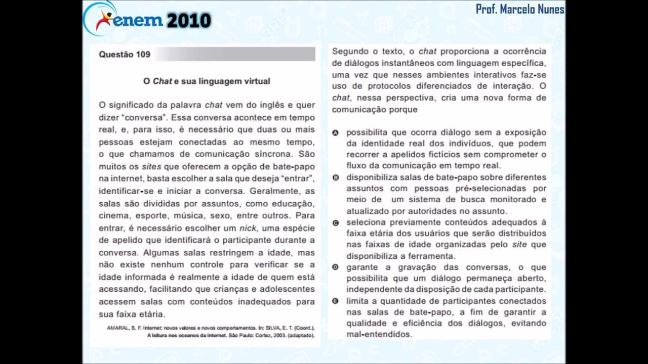 Thumbnail: Enem 2010: compreensão de textos (chat).