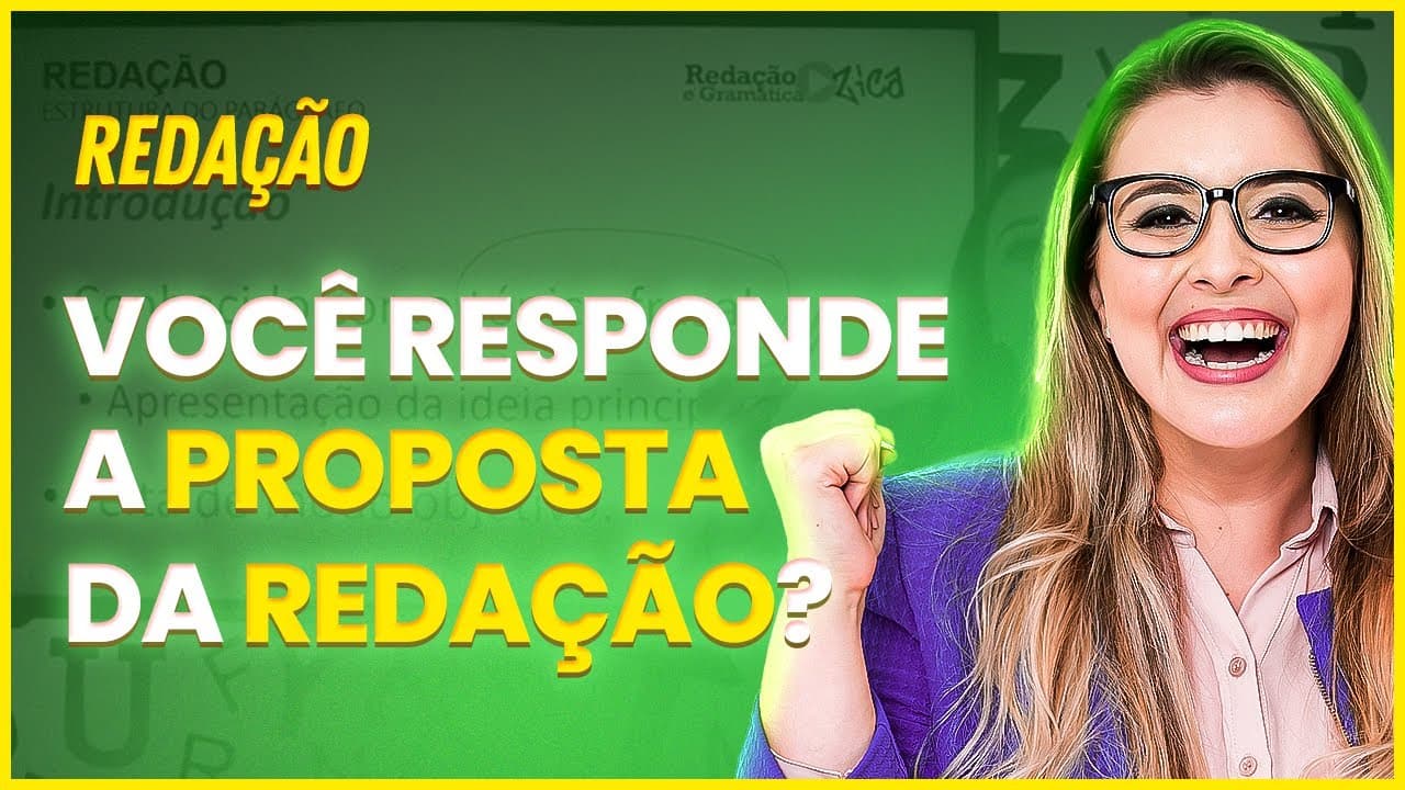 Thumbnail: QUAL A IMPORTÂNCIA DE RESPONDER O QUE A PROPOSTA SOLICITOU NA REDAÇÃO? - Profa. Pamba