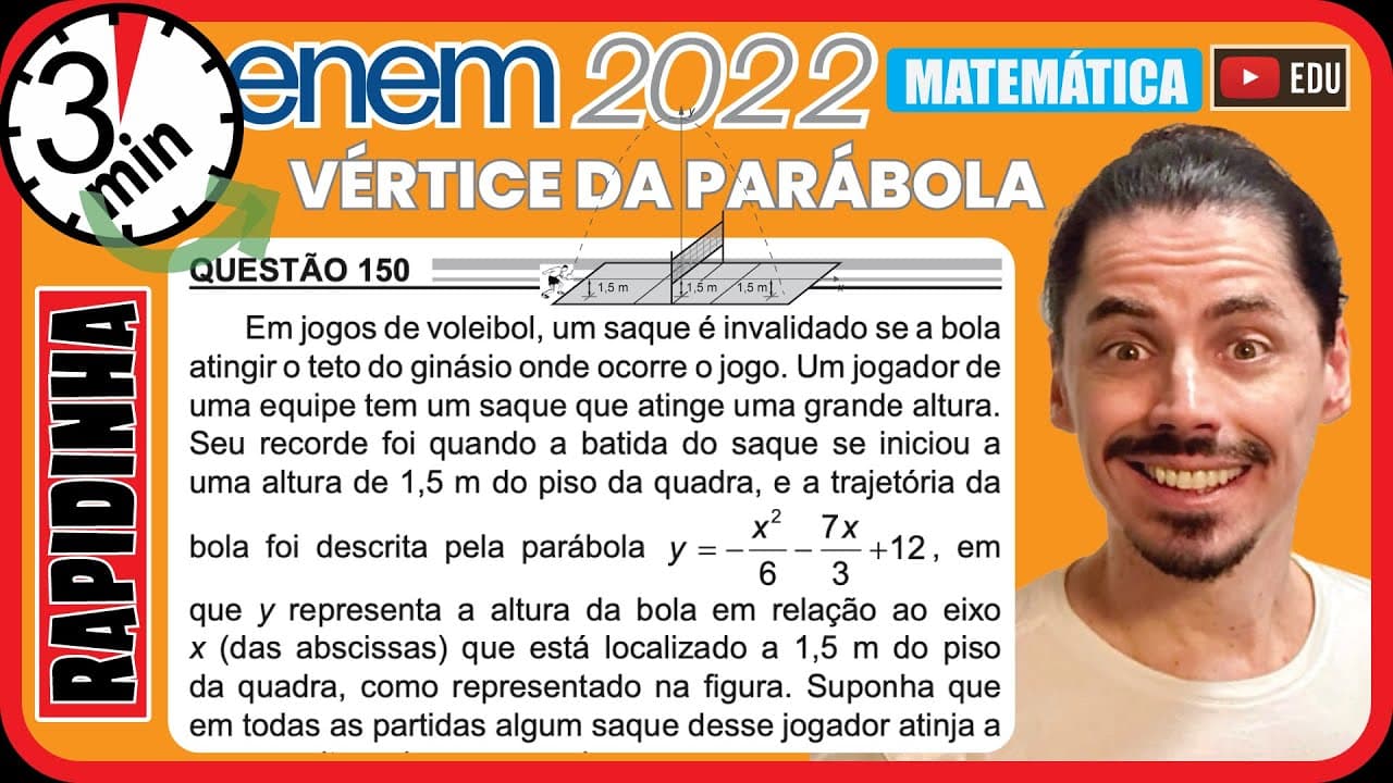 Thumbnail: 🏃ENEM 2022] 150 📘 VÉRTICE DA PARÁBOLA Em jogos de voleibol, um saque é invalidado se a bola