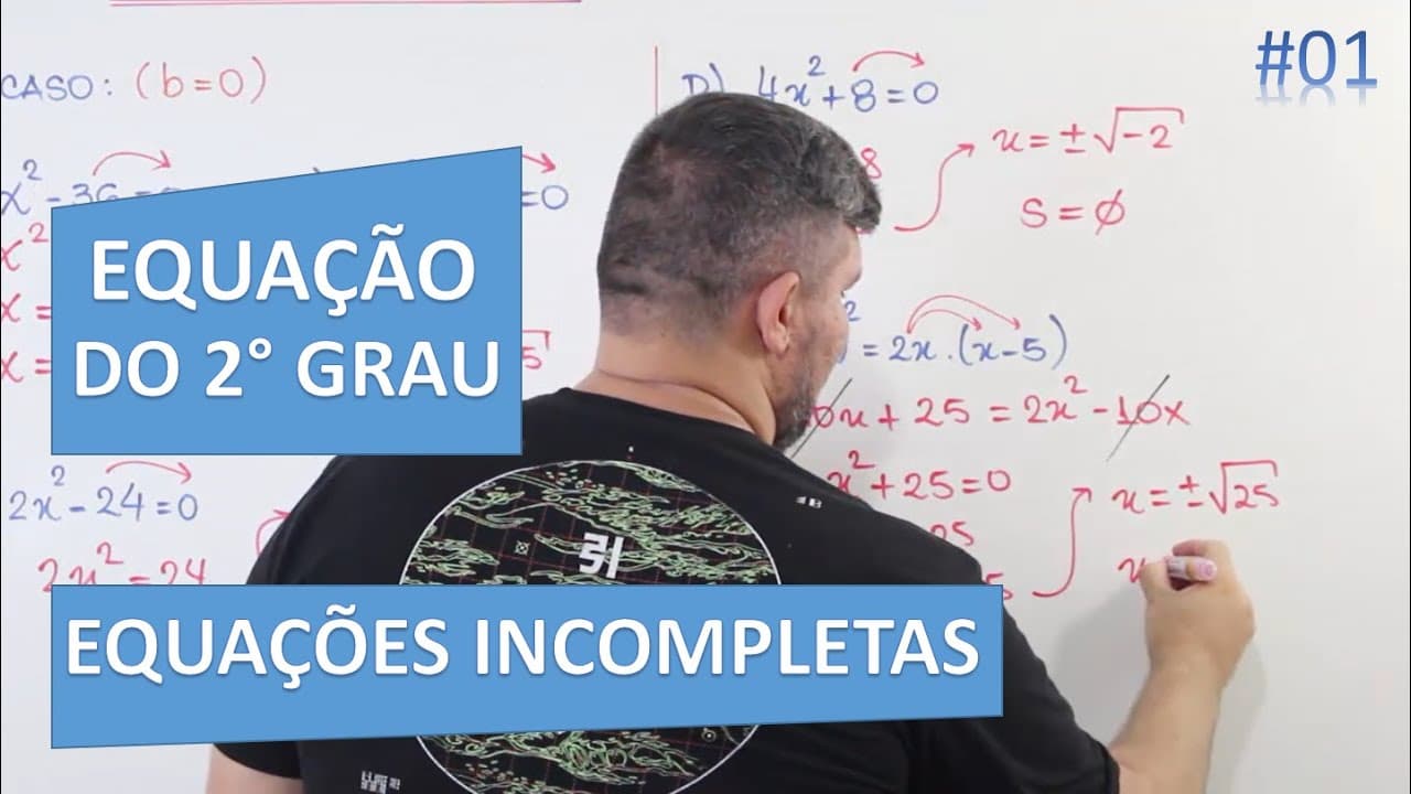 Thumbnail: 📊 Definição de Equação do 2° Grau e Resolução de Equações Incompletas 🔷 Com vários exemplos! #01