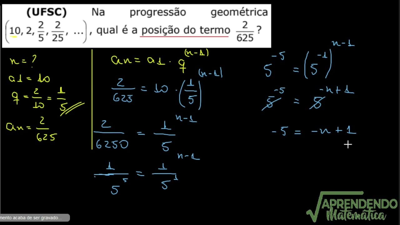 Thumbnail: UFSC | PROGRESSÃO GEOMETRICA