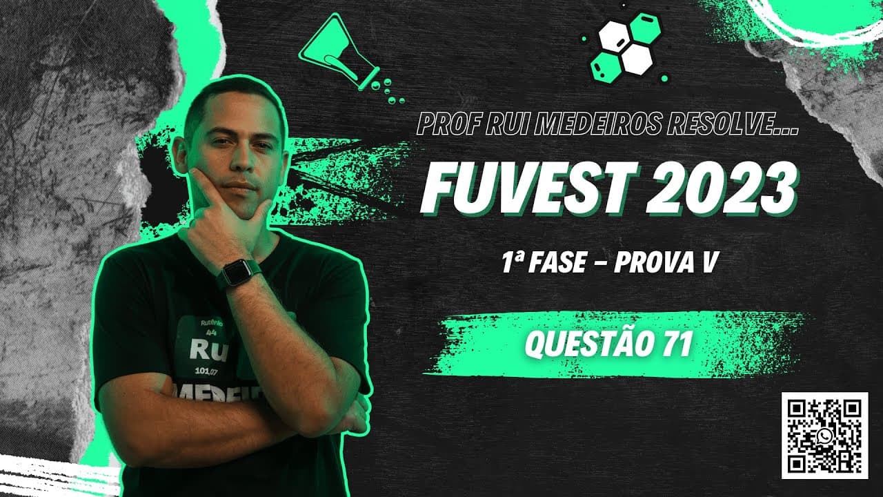 Thumbnail: Fuvest 2023 | QUÍMICA | Questão 71 (V) | Prof. Rui Medeiros
