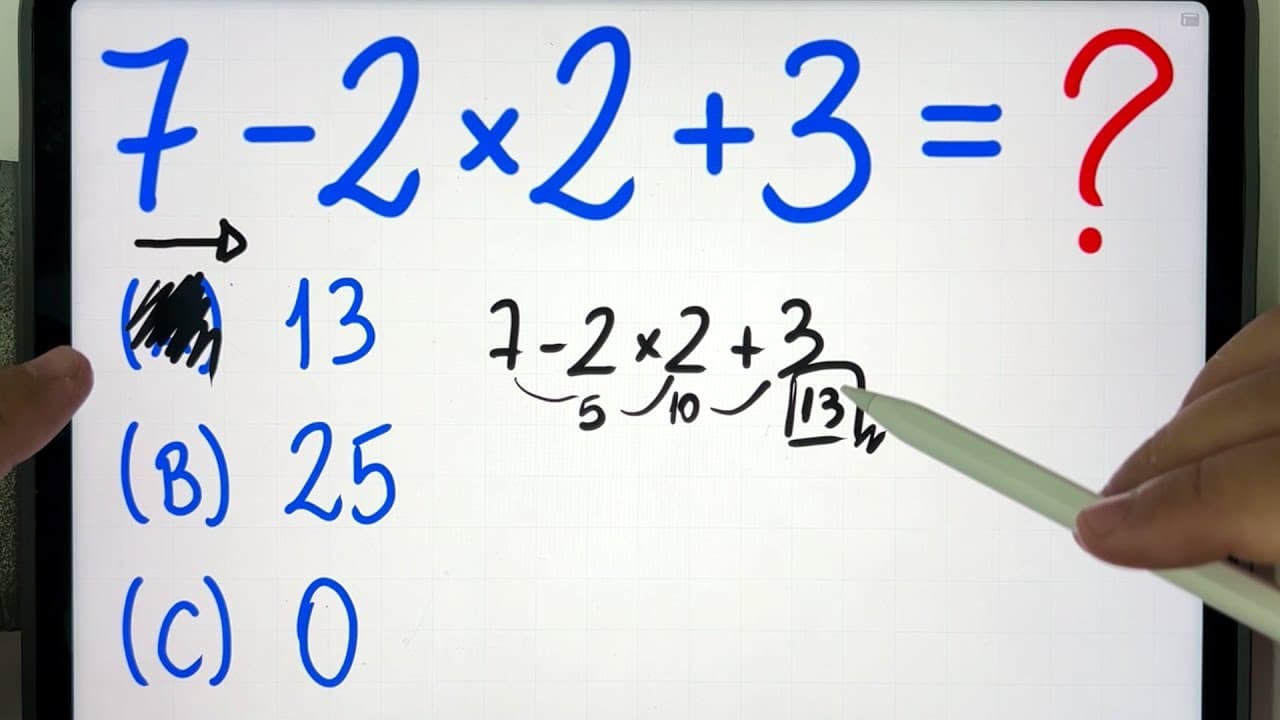 Thumbnail: 🤯 7-2×2+3 = ??? A Expressão Numérica BUGANTE que Viralizou e PAROU A INTERNET! Você consegue?