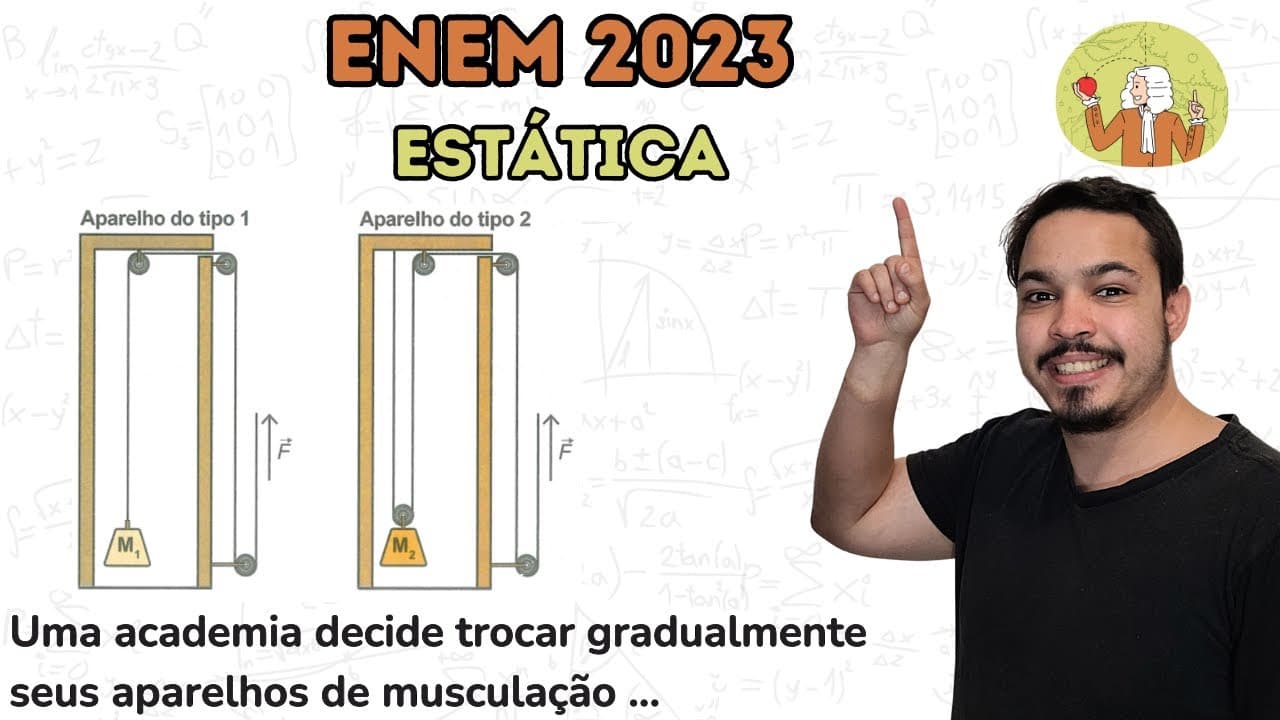Thumbnail: ENEM 2023 - Uma academia decide trocar gradualmente seus aparelhos de musculação. Agora, os