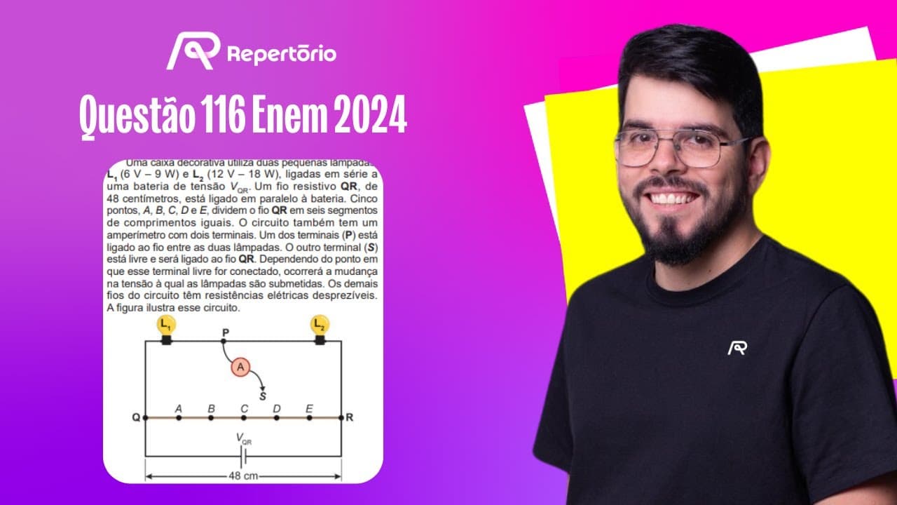 Thumbnail: [ENEM 2024] Questão 116: Uma caixa decorativa utiliza duas pequenas lâmpadas...