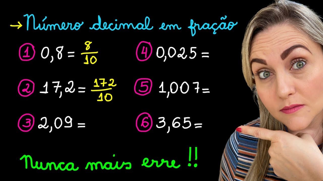 Thumbnail: TRANSFORMAÇÃO DE NÚMERO DECIMAL EM FRAÇÃO! EXPLICAÇÃO DO CONTEÚDO! APRENDA A TRANSFORMAR AGORA!