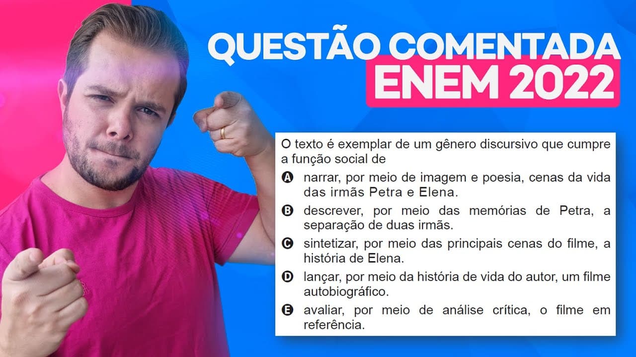 Thumbnail: Questão ENEM 2022 - Elena: sintetizar ou avaliar?
