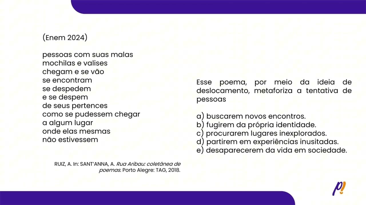 Thumbnail: ENEM 2024 - ESTUDOS DOS SENTIDOS | pessoas com suas malas mochilas e valises...