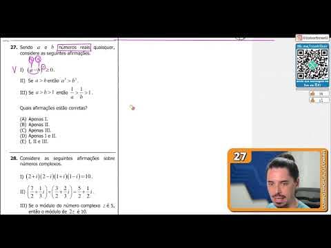 Thumbnail da aula: [UFRGS 2018] 27 - Sendo a e b números reais quaisquer, considere as seguintes afirmações.