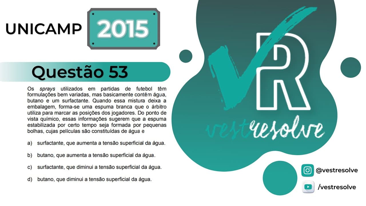 Thumbnail: Química - L10 - Unicamp 2015 - Questão 53