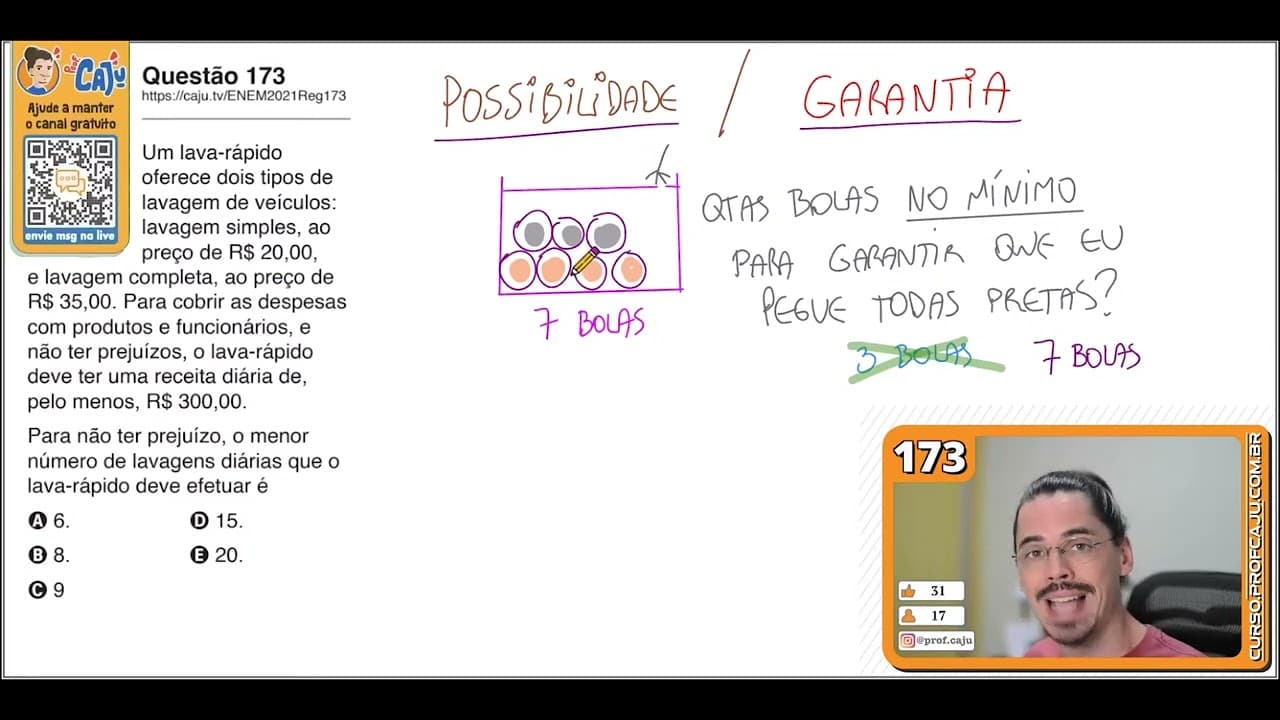 Thumbnail: [ENEM 2021] 173 📘 DIVISÃO Um lava-rápido oferece dois tipos de lavagem de veículos: lavagem simples