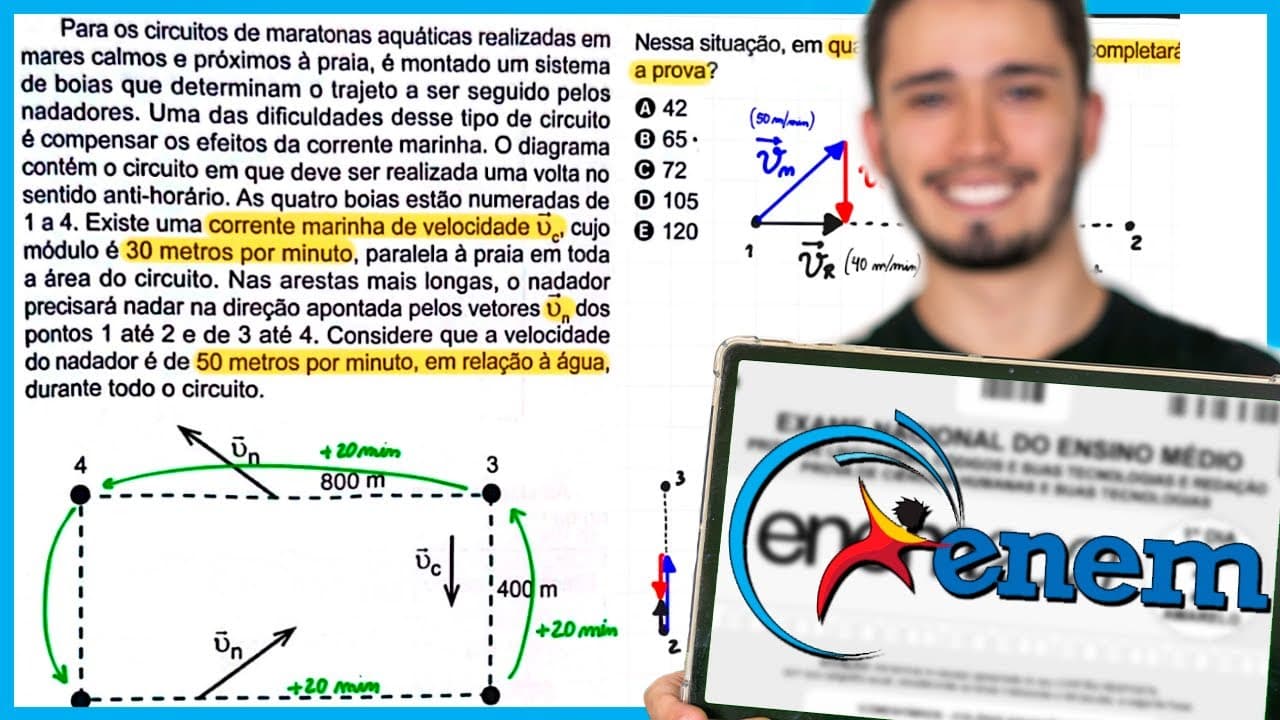 Thumbnail: ENEM 2024 - Para os circuitos de maratonas aquáticas realizadas em mares calmos e próximos à praia,