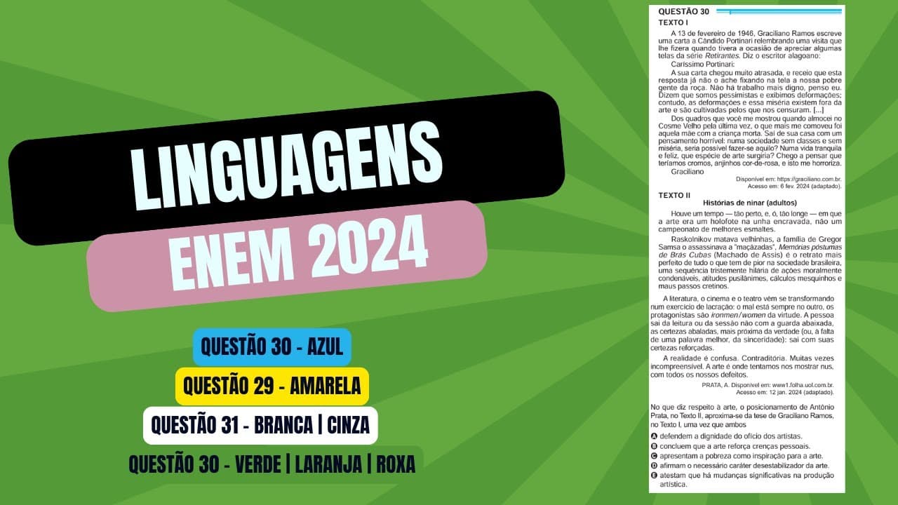 Thumbnail: Resolução questão 30 (PROVA AZUL) | Linguagens ENEM 2024