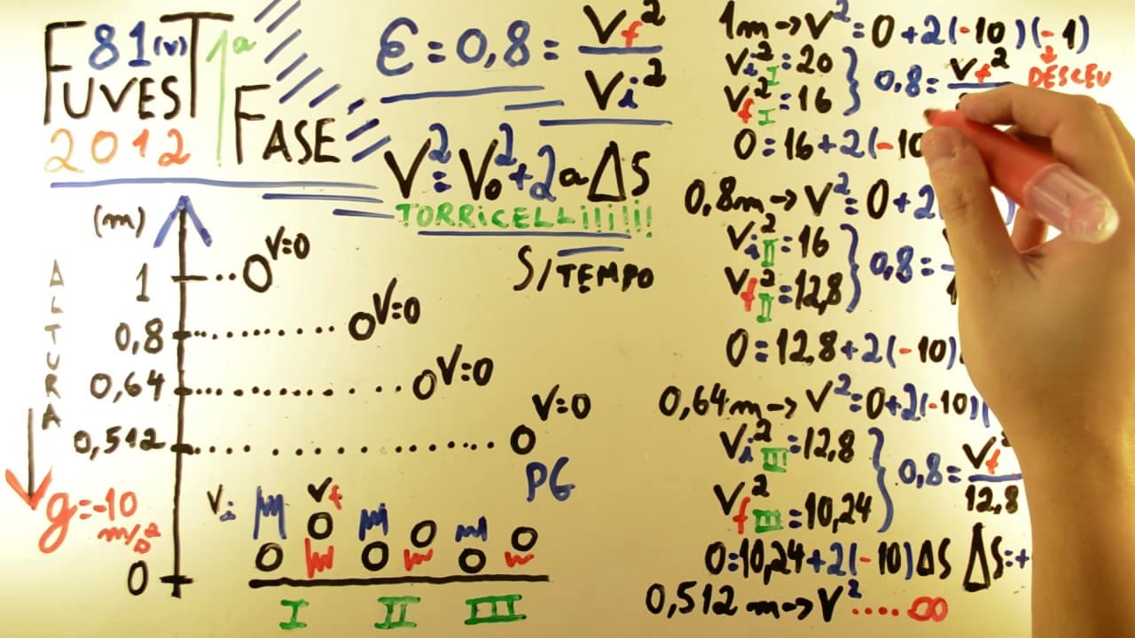 Thumbnail: FUVEST 2012 - Física 81 - Torricelli da Queda Livre - 1ª fase Prova V - Aulas A+ Resolve