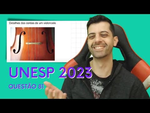 Thumbnail da aula: UNESP 2023 - Q81 - Nos intrumentos musicais de corda, as cordas