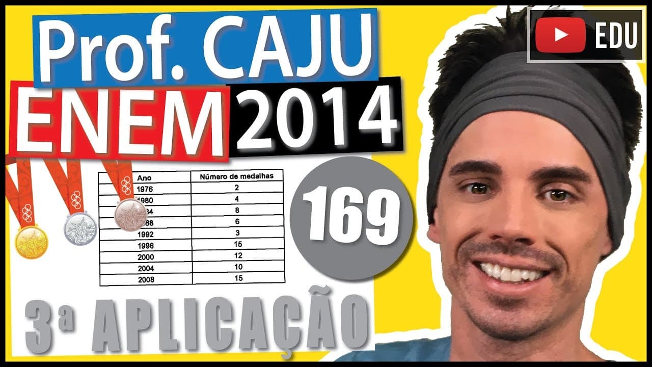 Thumbnail: [ENEM 2014 3Ap] 169 📓 MEDIANA O quadro a seguir indica a quantidade de medalhas obtidas por atletas